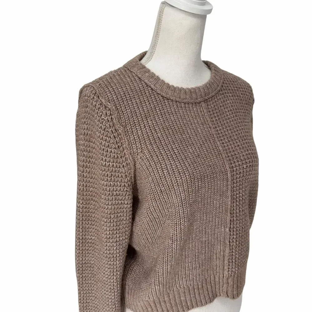 American Eagle Cable-Knit Waffle-Knit Cropped Pullover Sweater Sz Large